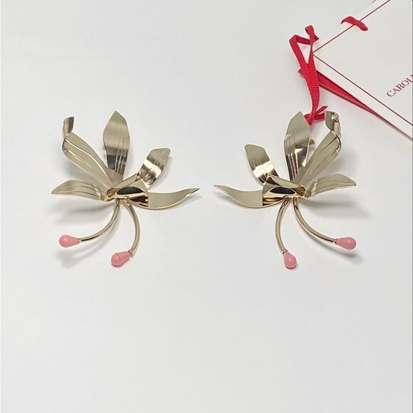 Carolina Herrera Goldtone Flower Earrings - Picture 2 of 9